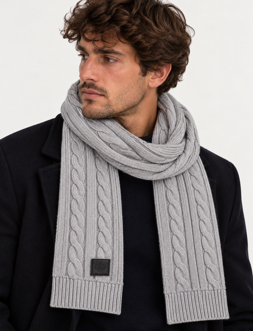 Sciarpa a trecce in maglia |Colore:Grigio