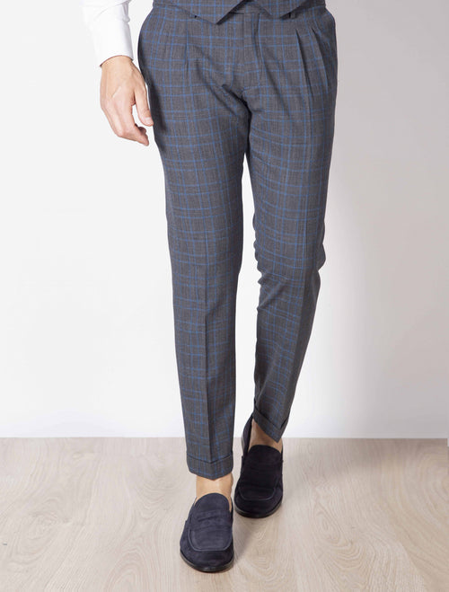 Pantalone con pence fantasia galles