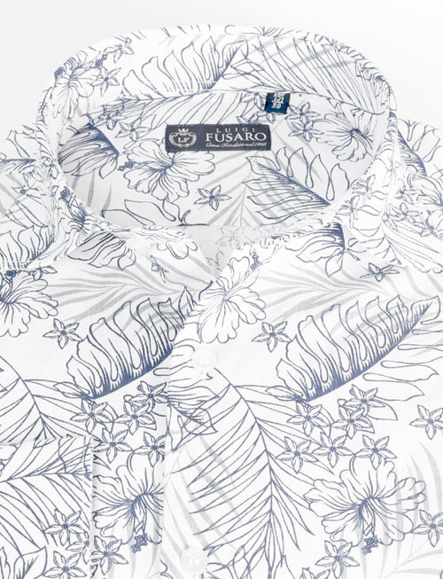 Camicia stampa floreale in lino cotone_Luigi Fusaro