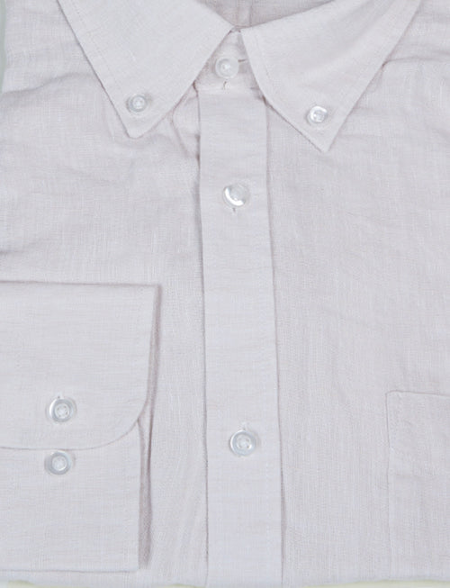 Camicia in lino con collo button down_Luigi Fusaro