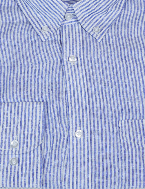 Camicia button down a righe in lino_Luigi Fusaro
